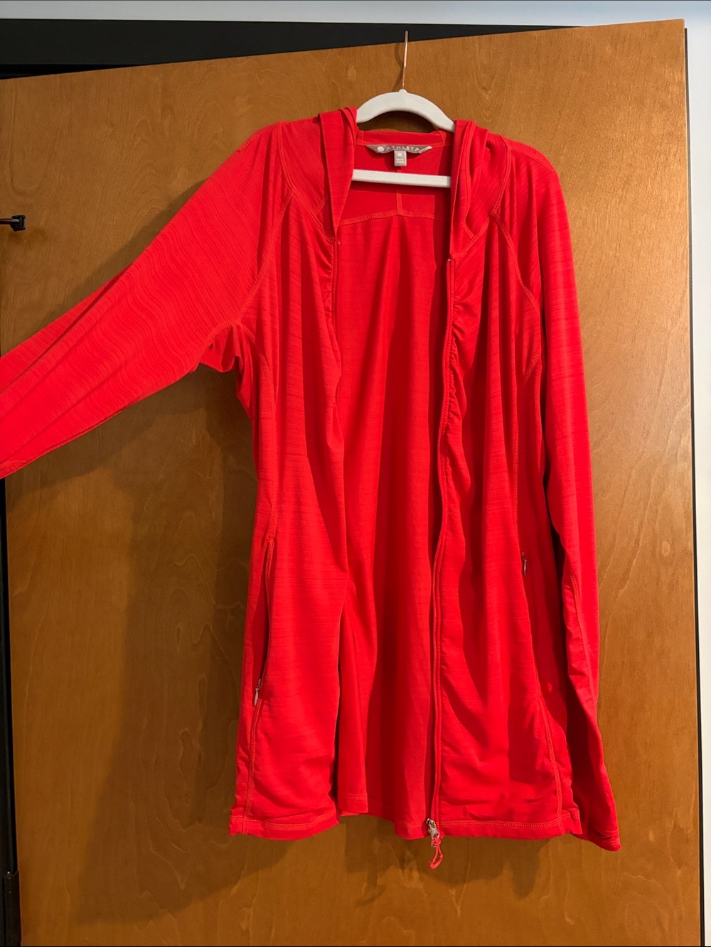 Athleta Bright Red Hooded Zip-Front Jacket
